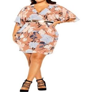City Chic Floral Kimono Sleeve Dress